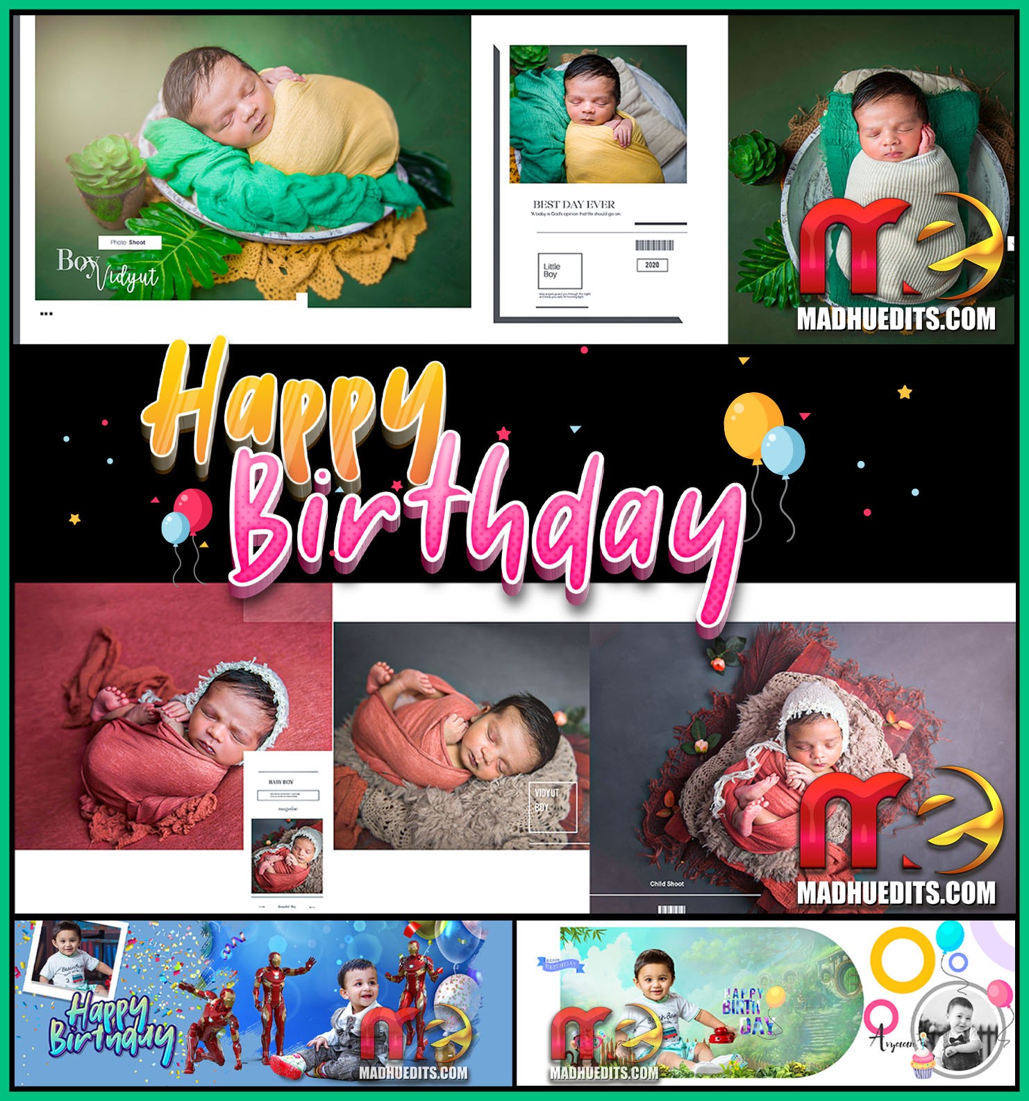 Kids birthday album design  Birthday photo album, Kids photo