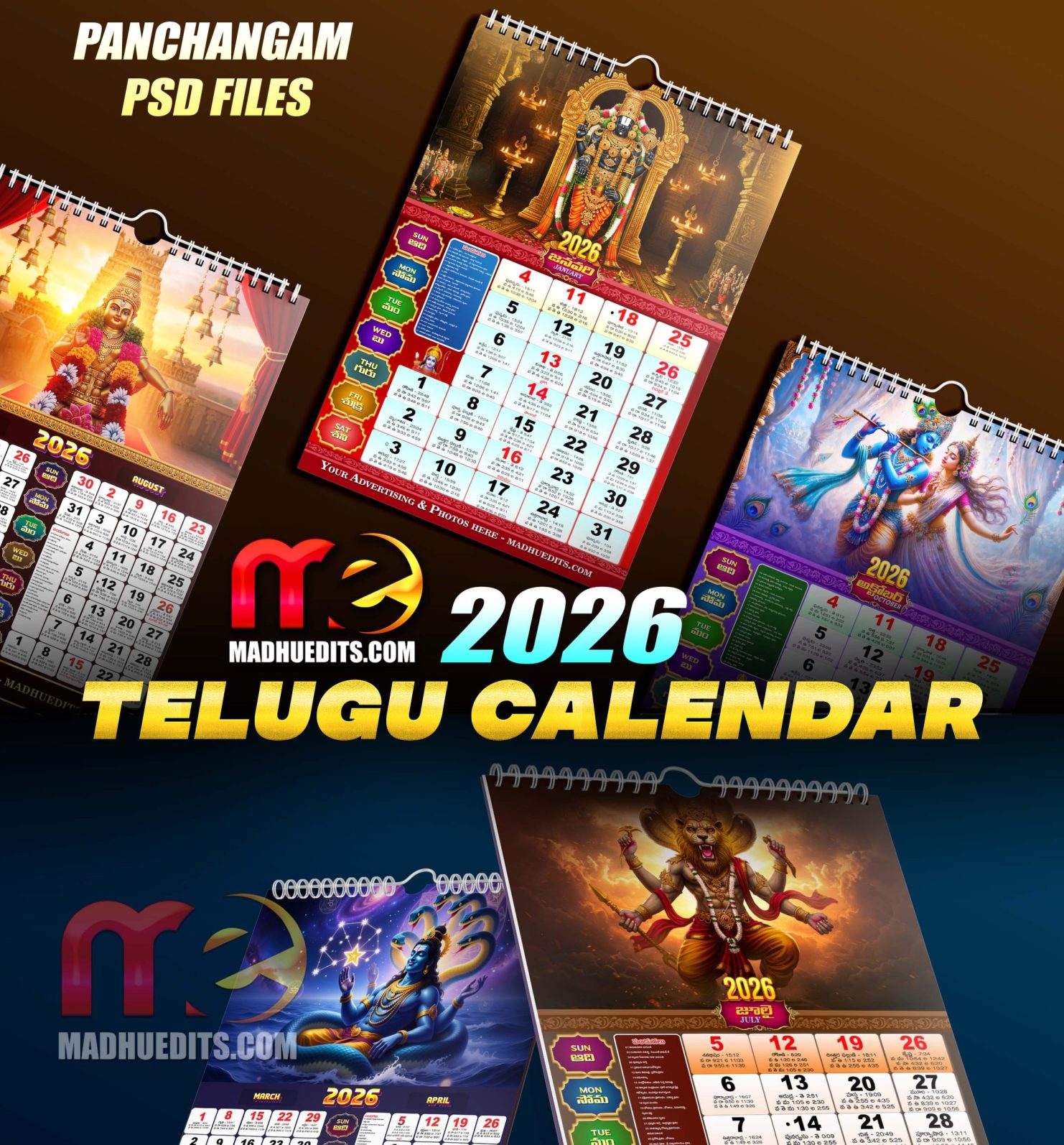 2026 Calendars – Telugu Full PSD Calendar Designs 2026