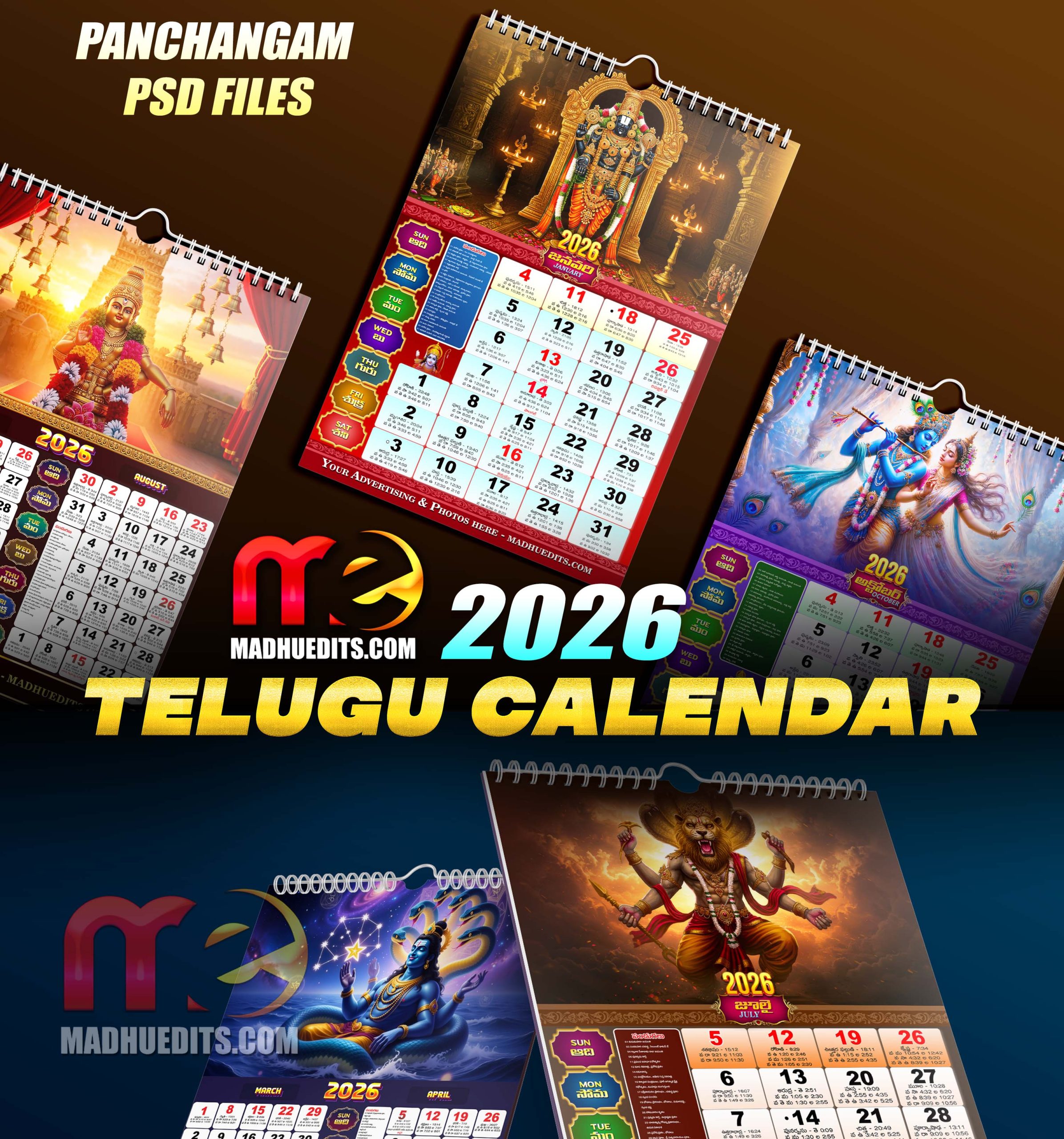 2026 Calendars – Telugu Full PSD Calendar Designs 2026