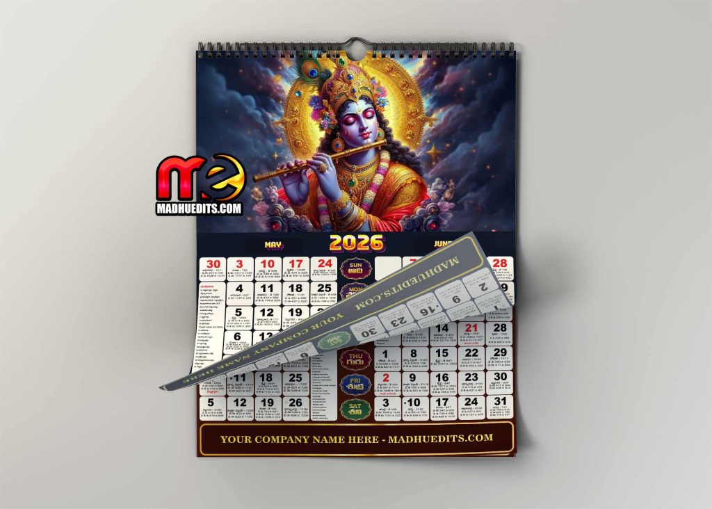 Hindu God Telugu Calendar 2026 psd