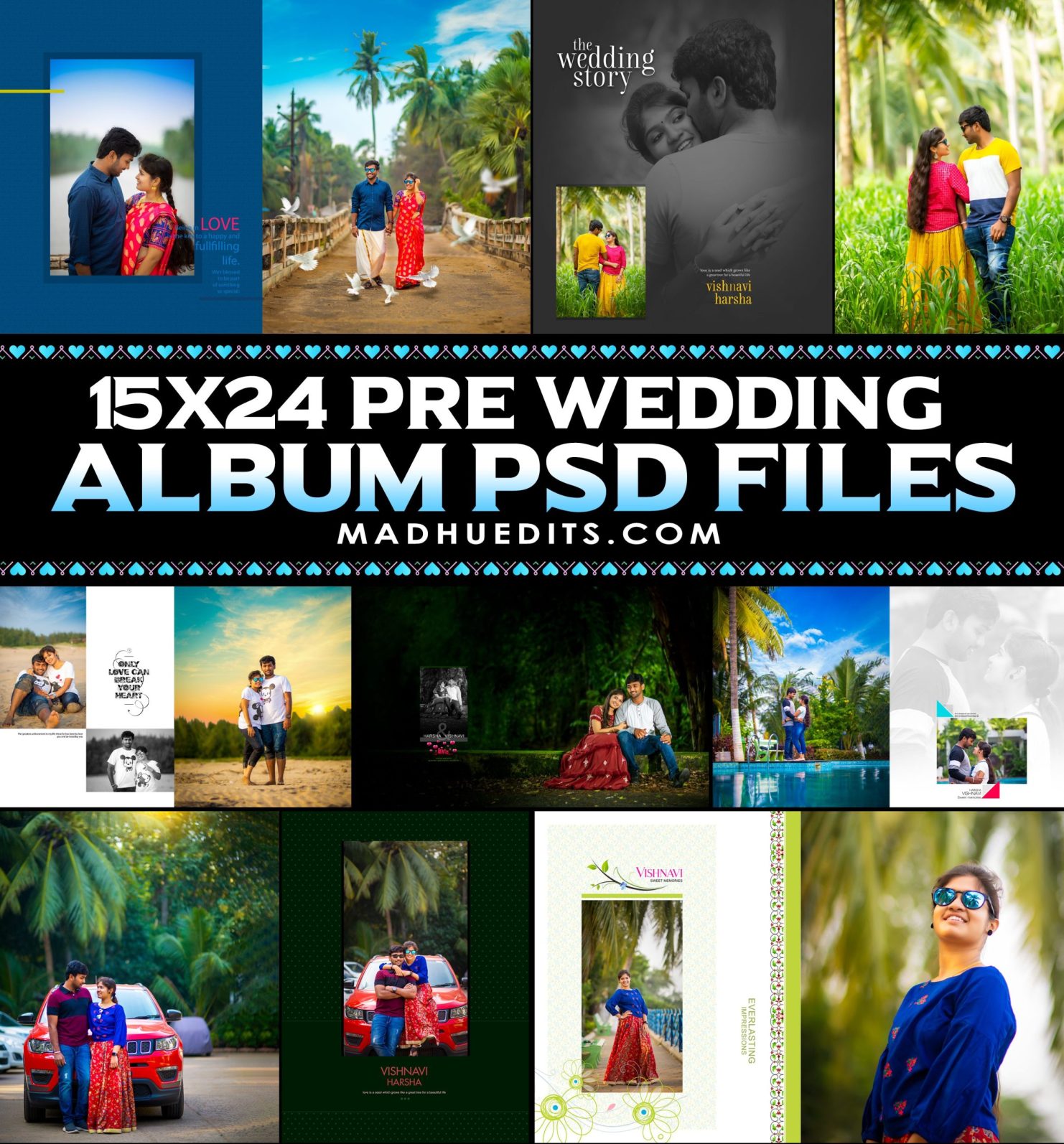 15×24 Pre Wedding Album PSD