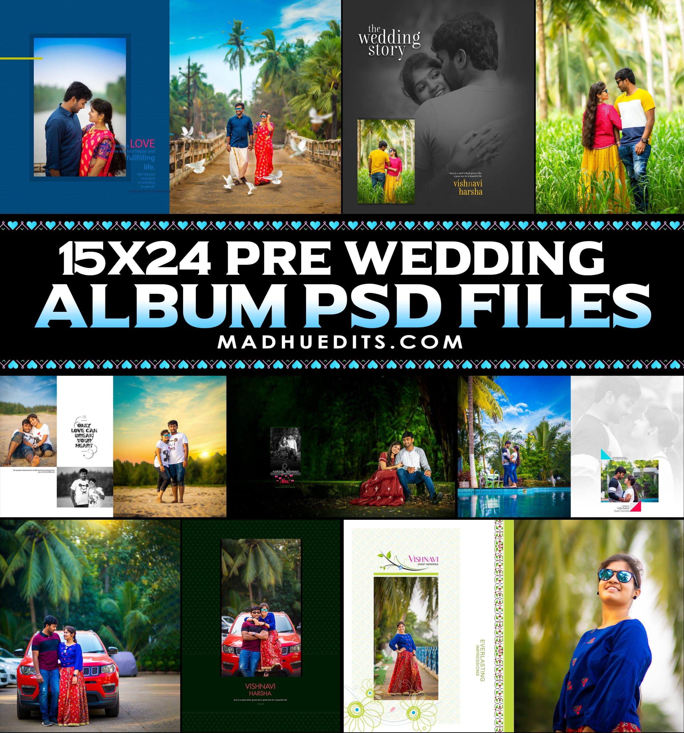 15×24 Pre Wedding Album PSD
